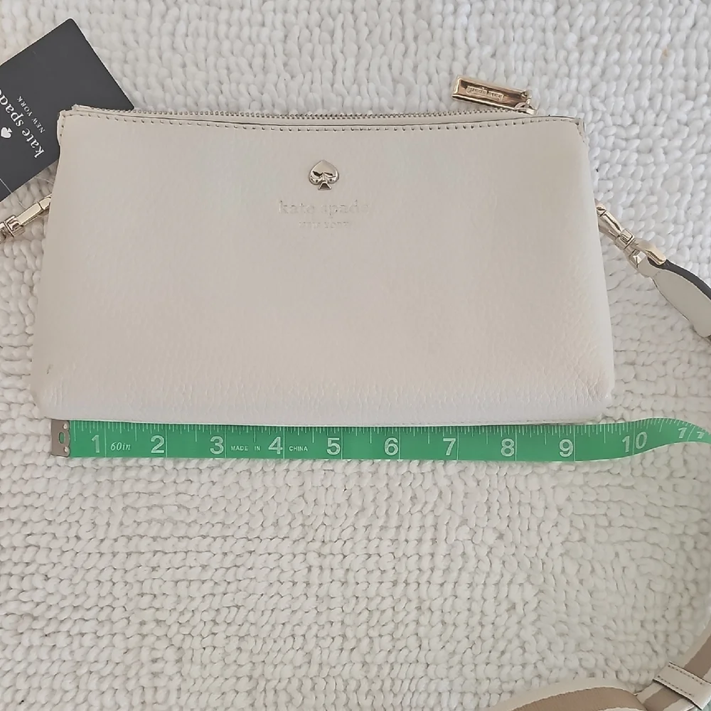 kate spade Cream Pebbled Leather Crossbody with Logo Strap - Picture 11 of 12